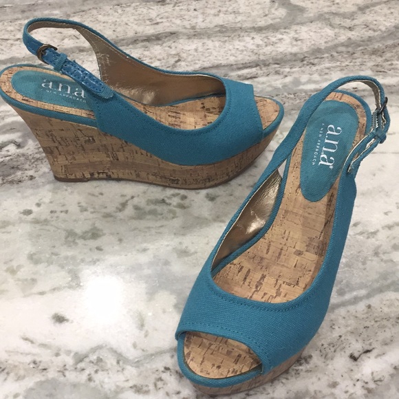 turquoise peep toe wedges